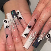 24pcs Black&White Long Nails-JP1593